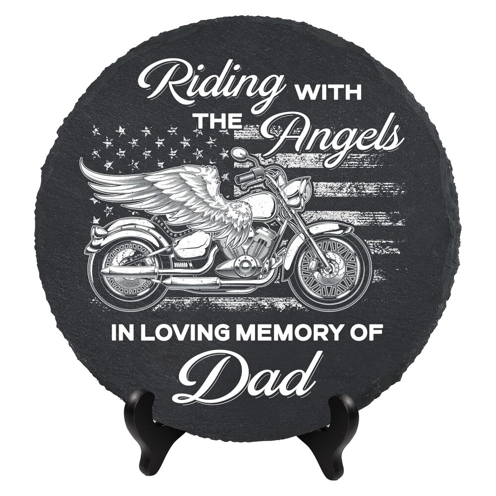 1190 Dad Motorcycle Memorial Stone, Riding with Angels Dad, Sympathy Gift